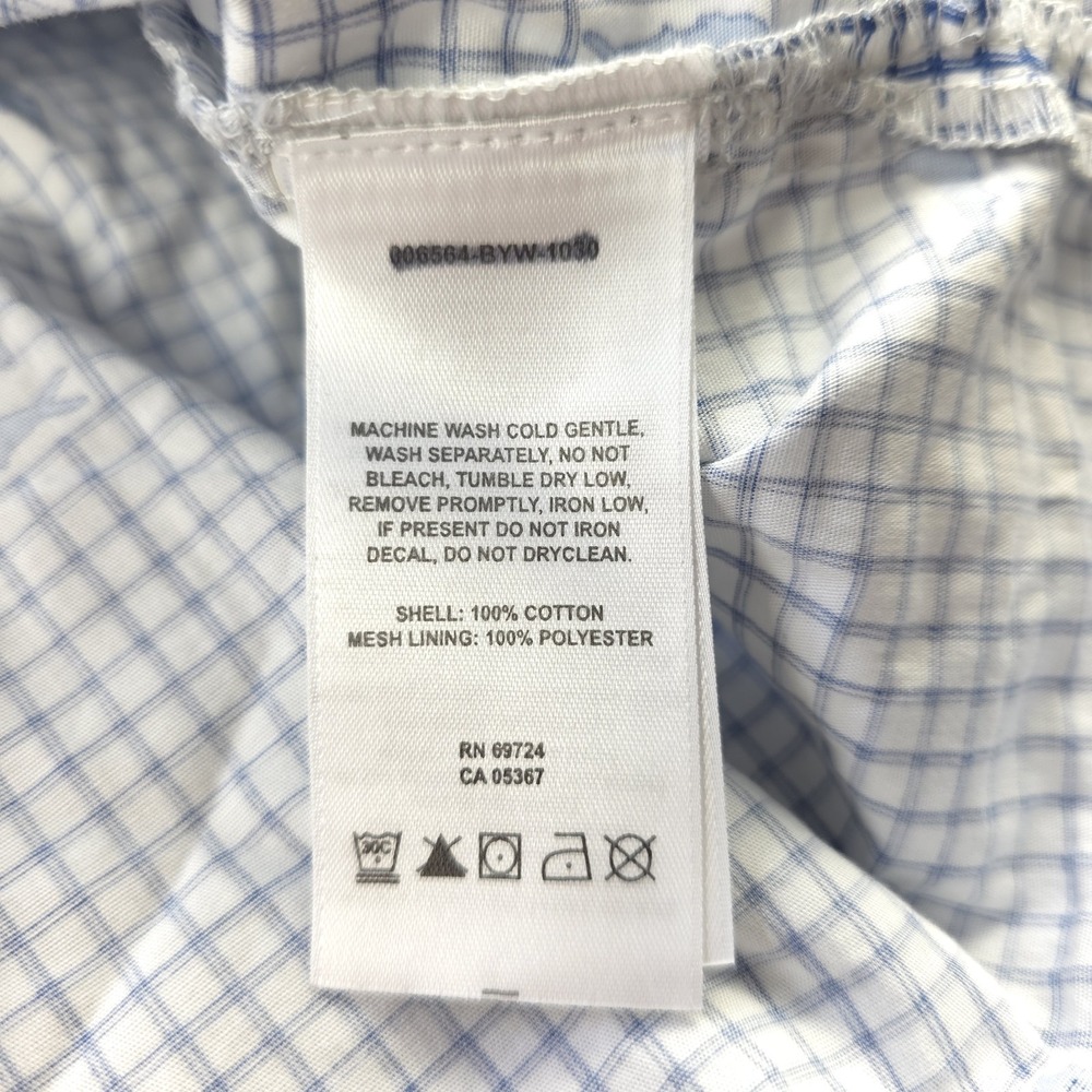 Columbia Pfg Shirt XL Shark Print Blue Check Vented Short Sleeve Fishing Button - Picture 6 of 8